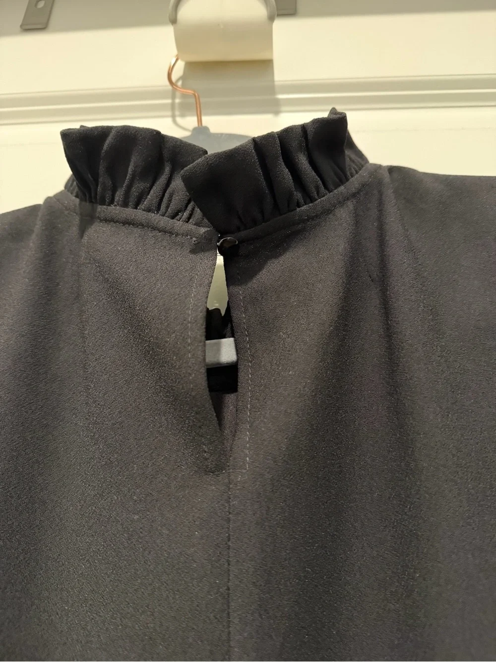 J. Crew Black Ruffle-Neck Long Sleeve Blouse